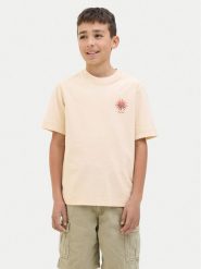 Jack & Jones Junior T-Shirt Canggu 12278649 Beżowy Relaxed Fit. Brązowe t-shirty chłopięce JACK & JONES Junior, bez wzorów, z bawełny, bez ramiączek. Za 49.99 zł.