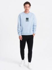 Spodnie męskie dresowe CARROT ze strukturalnej dzianiny - czarne V8 OM-PASK-0143 - XXL. Czarne spodnie dresowe męskie Ombre Clothing, bez wzorów, z bawełny. W wyprzedaży za 69.99 zł.