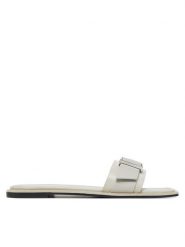 Calvin Klein Klapki Flat Slide W/Buckle - Lth HW0HW02490 Szary. Szare klapki damskie CALVIN KLEIN, bez wzorów, ze skóry, bez obcasa. Za 379.99 zł.