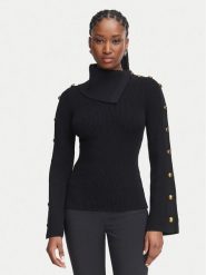 Elisabetta Franchi Golf MK-03S-66E2-V420 Czarny Slim Fit. Czarne golfy damskie Elisabetta Franchi, s, bez wzorów, z wiskozy, bez ramiączek. Za 1,799.00 zł.