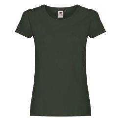Damska Koszulka. Zielone bluzki damskie Fruit of the Loom, bez wzorów, sportowe, bez kołnierzyka, bez ramiączek. Za 28.99 zł.