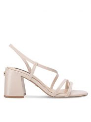 Nine West Sandały WFA2642-1 Beżowy. Brązowe sandały damskie Nine West, bez wzorów, z syntetyku, bez obcasa, na słupku. Za 199.99 zł.