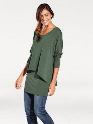 Heine Koszulka w kolorze zielonym rozmiar: 40. Zielone bluzki damskie Heine, bez wzorów, bez kołnierzyka. Za 126.99 zł.