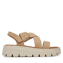 Sandały Tamaris. Brązowe sandały damskie Tamaris, bez wzorów, bez obcasa, na koturnie. Za 259.99 zł.