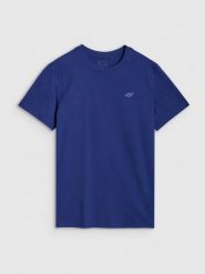 4F T-shirt regular gładki męski - granatowy L. Niebieskie t-shirty męskie 4f, l, bez wzorów, z bawełny, bez kołnierzyka. Za 49.99 zł.