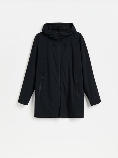 Kurtka parka z kapturem - czarny. Czarne kurtki męskie Reserved, l, bez wzorów, z tkaniny. Za 199.99 zł.