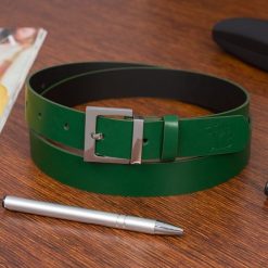 Pasek skórzany BELTIMORE r.90-105 cm D69 zielony. Zielone paski damskie bez wzorów. Za 54.99 zł.