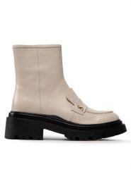 Simple Botki SL-26-02-000038 Écru. Botki damskie Simple, ze skóry, bez obcasa, na słupku, bez zapięcia. Za 479.99 zł.