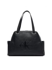 Calvin Klein Torebka Pockets Monologo Tote LV04F3689G Czarny. Czarne torebki klasyczne damskie CALVIN KLEIN, bez wzorów, ze skóry, bez dodatków. Za 649.99 zł.