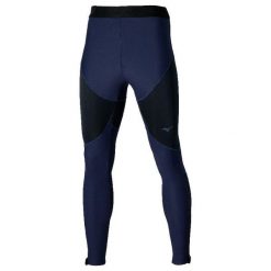 Legginsy Mizuno Tech Thermal Charge. Niebieskie spodnie sportowe męskie Mizuno, z tkaniny. Za 407.05 zł.