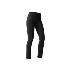 Legginsy Regular Gym & Pilates 560 damskie. Czarne legginsy damskie DOMYOS, l, bez wzorów, z bawełny, z podwyższonym stanem, na fitness i siłownię. W wyprzedaży za 39.99 zł.