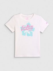 4F T-shirt regular z nadrukiem dziewczęcy - biały 164 (13-14 lat). Białe koszulki dziewczęce 4f, bez wzorów, z bawełny, bez ramiączek. Za 39.99 zł.