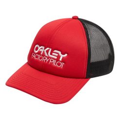 Czapka z daszkiem męska Oakley Factory Pilot Trucker Hat. Czerwone czapki męskie Oakley, bez wzorów, sportowe. Za 52.99 zł.