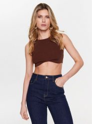 Patrizia Pepe Top 8K0110/K082-B754 Brązowy Slim Fit. Brązowe topy damskie Patrizia Pepe, bez wzorów, z wiskozy, bez kołnierzyka. Za 669.99 zł.