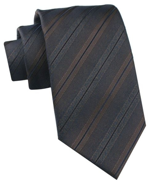 Krawat Męski - Chattier - Odcienie Brązu i Granatu, Paski. Niebieskie krawaty i muchy męskie Chattier, bez wzorów, z tkaniny, eleganckie. Za 49.00 zł.