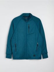 Sportowa rozpinana bluza ze stójką i kieszeniami na zamek - ciemny turkus. Bluzy bez kaptura męskie Sinsay, l. Za 79.99 zł.