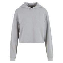 Damska szeroka bluza cropped Urban Classics Light Terry. Szare bluzy z kapturem damskie Urban Classics, z bawełny. Za 191.00 zł.