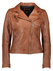 HIS Skórzana kurtka w kolorze janobrązowym rozmiar: 38. Brązowe kurtki damskie HIS, bez wzorów, ze skóry, bez kaptura. Za 480.90 zł.