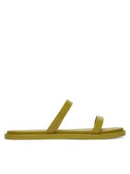 Calvin Klein Klapki Double Bar Slide - Jelly HW0HW02417 Zielony. Zielone klapki damskie CALVIN KLEIN, bez wzorów, z tworzywa sztucznego, bez obcasa. Za 219.99 zł.