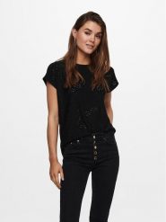 ONLY Bluzka Smilla 15231005 Czarny Regular Fit. Czarne bluzki damskie Only, xs, bez wzorów, z syntetyku, bez ramiączek. Za 59.99 zł.