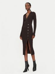 PINKO Sukienka dzianinowa Viscosa Mix 104033 A239 Brązowy Slim Fit. Brązowe sukienki damskie Pinko, m, bez wzorów, z dzianiny, bez kołnierzyka, bez ramiączek. Za 1,139.00 zł.