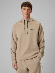 4F Bluza dresowa regular z kapturem męska - beżowa 3XL. Brązowe bluzy z kapturem męskie 4f, m, z dresówki. Za 199.99 zł.