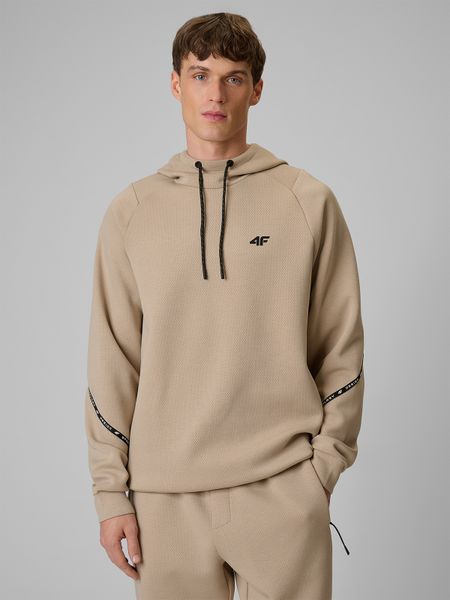 4F Bluza dresowa regular z kapturem męska - beżowa 3XL. Brązowe bluzy z kapturem męskie 4f, m, z dresówki. Za 199.99 zł.
