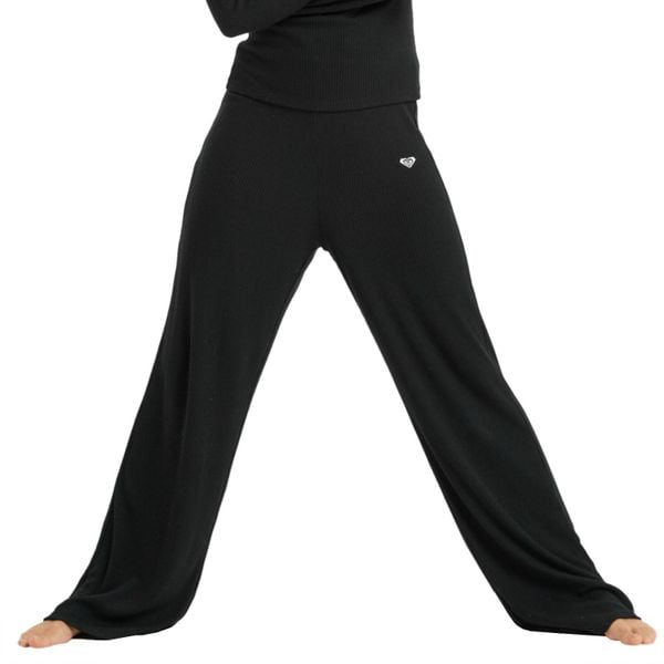 Leginsy fitness damskie Rise & Vibe New Rib Wide. Czarne spodnie dresowe damskie Roxy, bez wzorów, z nylonu. Za 199.99 zł.