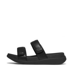 Damskie sandały na koturnie FitFlop F-Mode Go. Czarne sandały damskie FIT FLOP, bez wzorów, z materiału, bez obcasa, na koturnie. Za 469.00 zł.