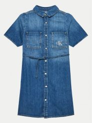 Calvin Klein Jeans Sukienka jeansowa IG0IG02578 Niebieski Regular Fit. Niebieskie spodnie dziewczęce Calvin Klein Jeans, z bawełny. Za 319.99 zł.