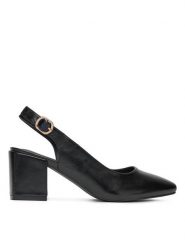 Clara Barson Sandały WS23070-01 Czarny. Czarne sandały damskie Clara Barson, bez wzorów, ze skóry, bez obcasa, na słupku. Za 129.99 zł.