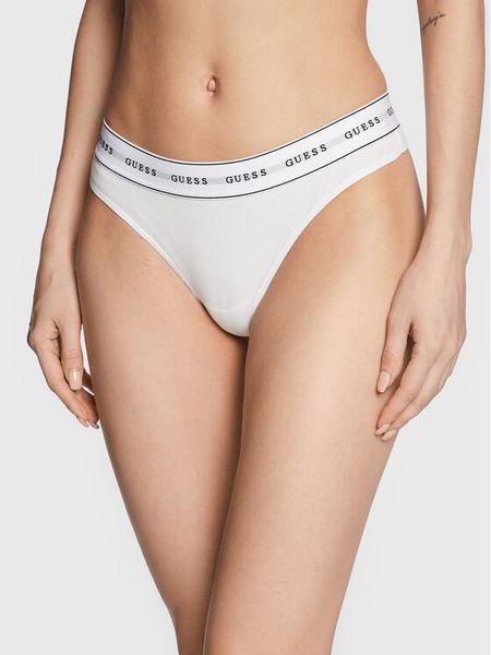 Guess Stringi Carrie O97E04 KBBU1 Biały. Białe stringi damskie Guess, l, z aplikacjami, z bawełny. Za 49.99 zł.