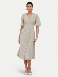 ONLY Sukienka codzienna Tizana 15373535 Beżowy Regular Fit. Brązowe sukienki damskie Only, na co dzień, xs, bez wzorów, z bawełny, bez kołnierzyka, bez ramiączek, proste. Za 199.99 zł.