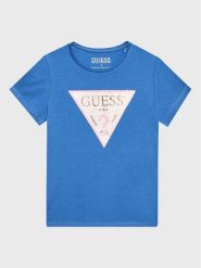 Guess T-Shirt K3GI27 K6YW1 Niebieski Regular Fit. Niebieskie koszulki dziewczęce Guess, z aplikacjami, z bawełny, bez ramiączek. Za 49.99 zł.