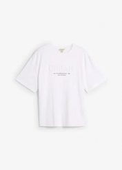 T-shirt z nadrukiem 3D z czystej bawełny organicznej, loose fit. Białe t-shirty męskie bonprix, m, bez wzorów, z bawełny, bez kołnierzyka. Za 64.99 zł.