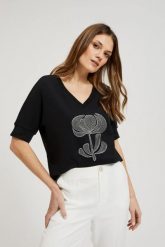 Bluza z dżetami czarna. Czarne bluzy bez kaptura damskie MOODO. W wyprzedaży za 44.99 zł.