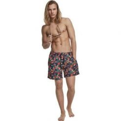 Kąpielówki wzorzyste duże rozmiary Urban Classic basic. Czarne kąpielówki męskie Urban Classics, m, bez wzorów. Za 182.50 zł.