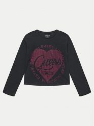 Guess T-Shirt J4YI18 K6YW4 Czarny Boxy Fit. Czarne koszulki dziewczęce Guess, z aplikacjami, z bawełny, bez ramiączek. Za 69.99 zł.
