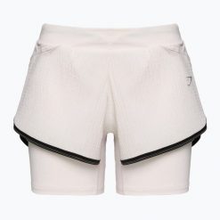 Spodenki treningowe damskie Gymshark Speed. Białe spodenki sportowe damskie Gymshark, bez wzorów, sportowe. Za 119.99 zł.