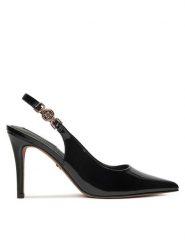 Nine West Szpilki CD23029-2 Czarny. Czarne sandały damskie Nine West, bez wzorów, z materiału, bez obcasa. Za 249.99 zł.