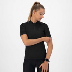 Koszulka rowerowa damska Rogelli CORE. Czarne topy sportowe damskie Rogelli, m, bez wzorów, z materiału, bez ramiączek. Za 154.00 zł.