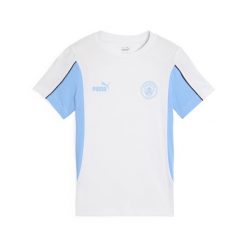 Męska koszulka Manchester City ftblARCHIVE PUMA White Team Light Blue. Białe t-shirty sportowe męskie Puma, m, z gumy, bez ramiączek, do piłki nożnej. W wyprzedaży za 150.30 zł.