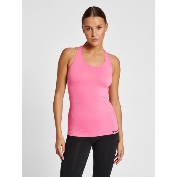 Damski bezszwowy tank top Hummel Tif. Czerwone topy damskie HUMMEL, xs, bez wzorów, z materiału, bez ramiączek. Za 125.00 zł.