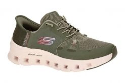 Buty sportowe damskie Skechers Glide Step Pro. Zielone buty sportowe na co dzień damskie Skechers, bez wzorów, z materiału. Za 431.00 zł.