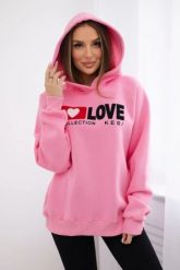 Bluza bawełniana ocieplana z kapturem Love jasno różowa. Czerwone bluzy z kapturem damskie KESI, l, z bawełny. Za 271.84 zł.