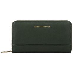 Smith & Canova portfel damski ciemnozielony. Zielone portfele damskie Smith & Canova, bez wzorów. W wyprzedaży za 125.00 zł.
