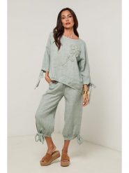 Le Monde du Lin Lniana bluzka w kolorze miętowym rozmiar: 36/38. Zielone bluzki damskie Le Monde du Lin, bez wzorów, ze lnu, bez kołnierzyka, bez ramiączek. Za 121.99 zł.