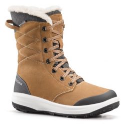 Buty turystyczne damskie śniegowce Quechua SH900 skóra wodoodporne. Czarne obuwie trekkingowe damskie QUECHUA, na zimę. W wyprzedaży za 299.99 zł.