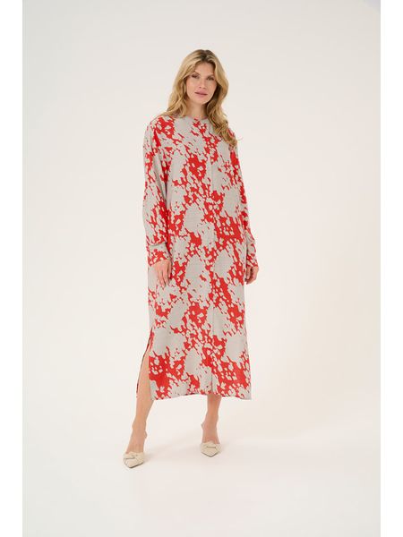 Kaffe Sukienka w kolorze czerwono-jasnoszarym rozmiar: 38. Czerwone sukienki damskie Kaffe, bez wzorów, bez kołnierzyka, bez ramiączek, maxi. Za 104.64 zł.