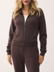 Rozpinana bluza ze stójką - brązowy. Brązowe bluzy bez kaptura damskie Reserved, l, z dzianiny. Za 119.99 zł.